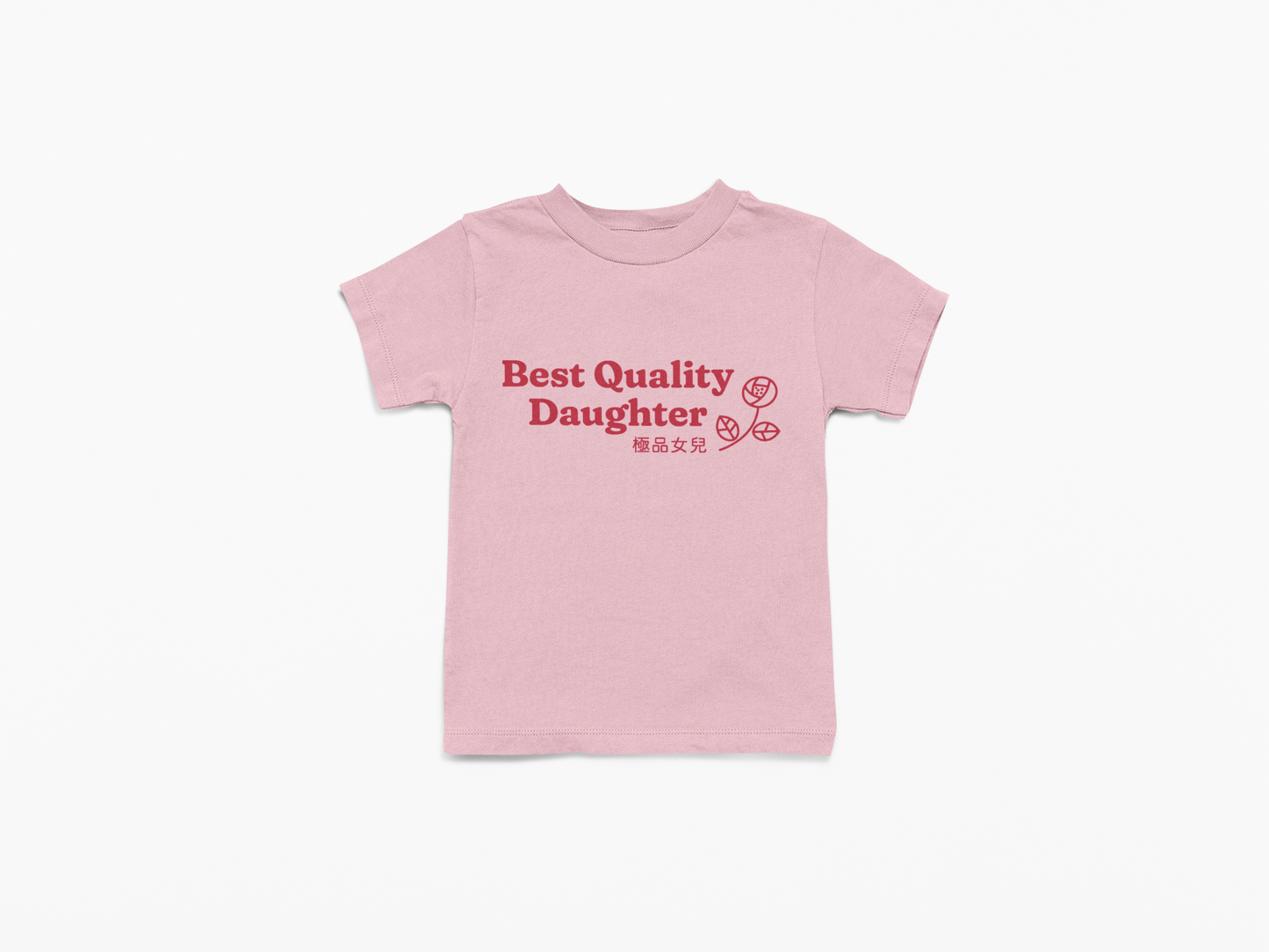 Toddler T-Shirt, Cardinal Red Ink on Pink